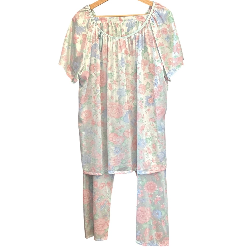 Vintage Haband Pajama Set Cottagecore Floral Grandmacore Pastel Loungewear XL